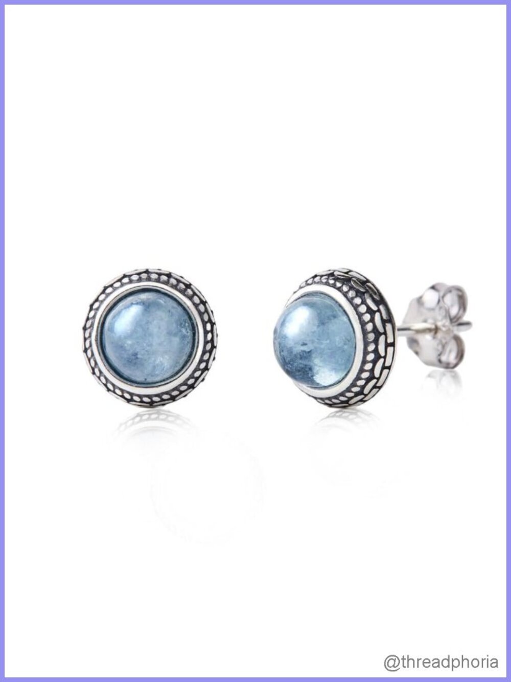 925 Sterling Silver Stud Earrings with Aquamarine Crystal Healing Spiritual